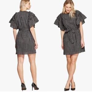 Who What‎ Wear Dress Womens sz. SMALL Black Ruffled Short Sleeve Crew Neck